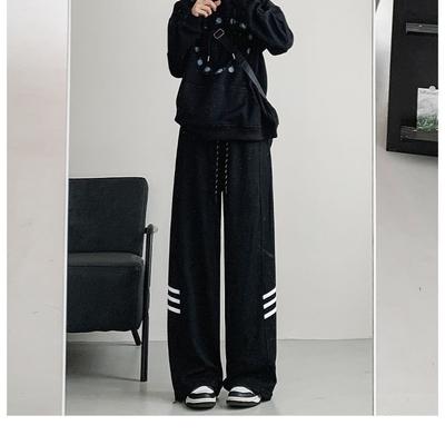 Спортивные брюки для женщин на весну и осень Новые с высокой посадкой Прямые Повседневные спортивные штаны Свободная рабочая одежда Брюки широкие