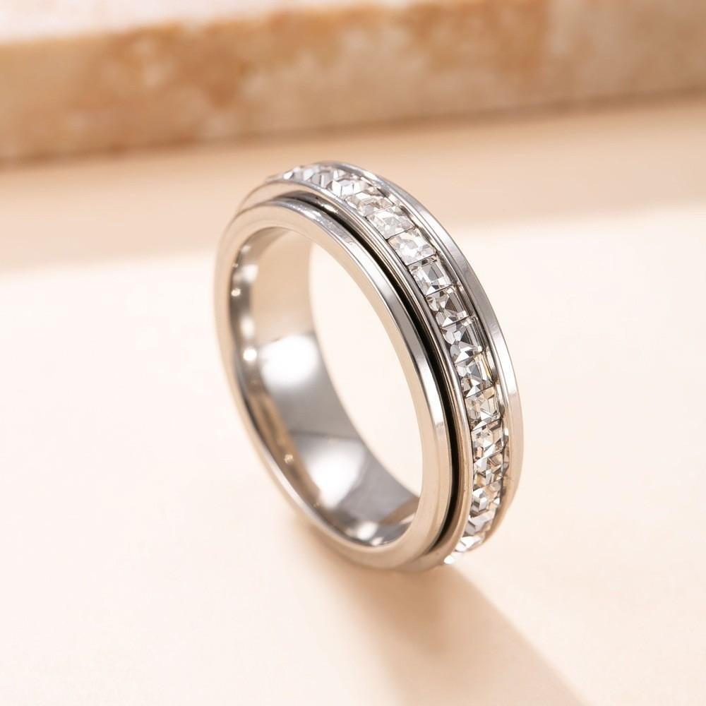 Elegant Full Drill Ring Minimalist Finger Jewelry Fashion Rotating Ring Party
