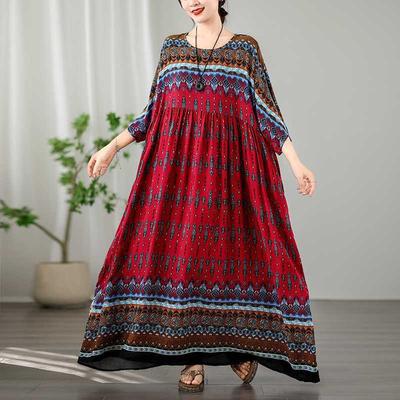 Винтажный стиль отпуска Travel Plus Plus Cover Flesh Thin Round Gown Long Skirt