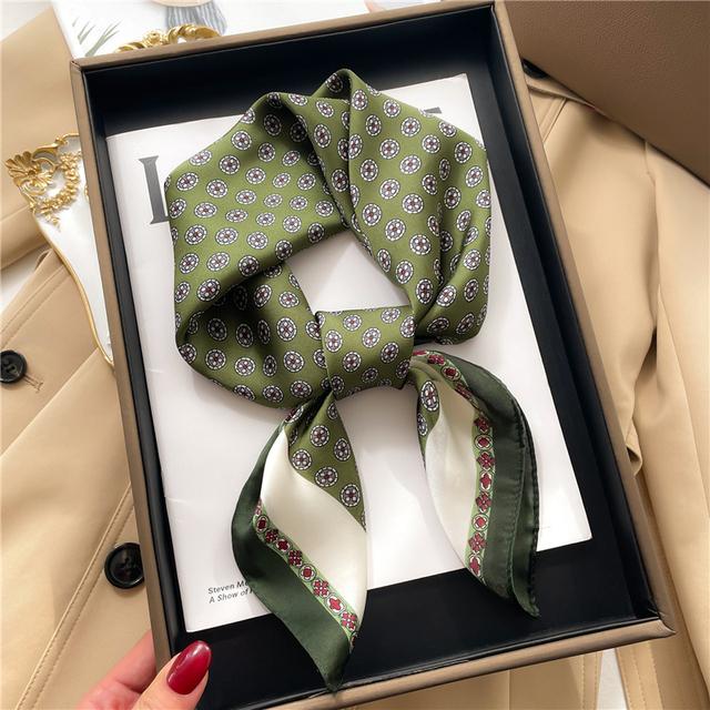 Silk Scarf For Women Luxury Hijab Hair Bands Square Neckerchief Female Satin Shawl Ribbon Headband Fashion Wraps Bandana