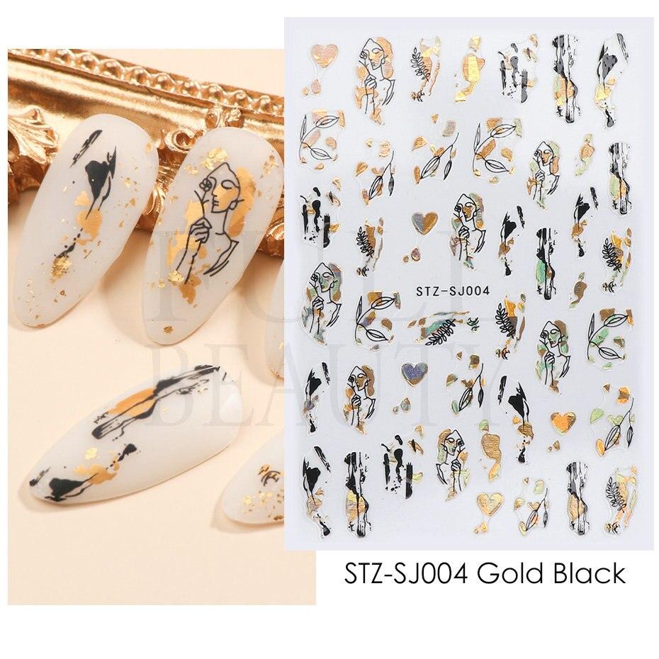 Полоски граффити, наклейки для ногтей для женщин, украшения для дизайна ногтей, розовое золото, абстрактная линия, весенний 3D слайдер для маникюра, лака для татуировок