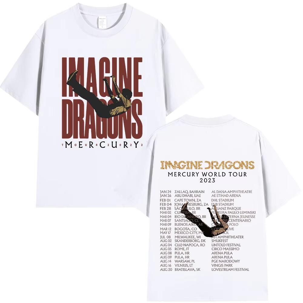 Imagine Dragons Mercury Tour 2023 Concert T Shirt Hip Hop Rock Band Tshirt Men Women Clothing Cotton Loose Short Sleeve T-shirts