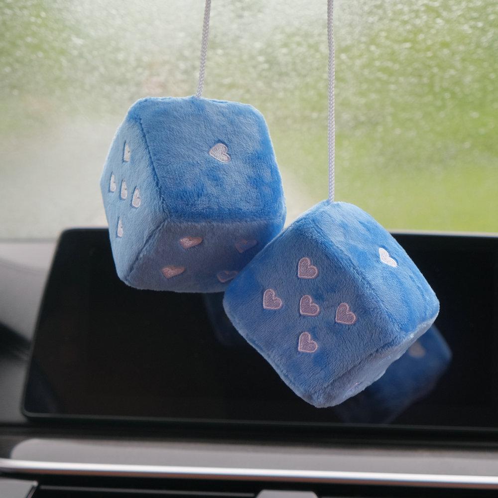 A Pair Of Plush Dice Heart-shaped Decorations For Car Rearview Mirrors, Retro Square Decorative Dice For Car Hanging Accessories