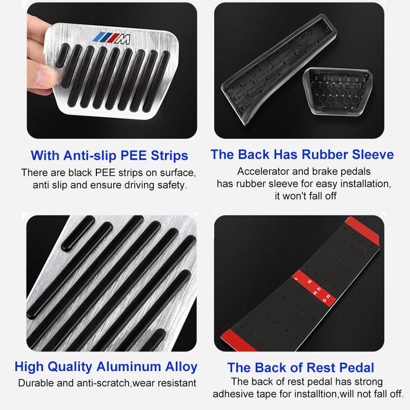 BMW M Power Pedal Cover Aluminum Alloy Non-Slip Accessories For BMW M E90 E60 F30 F10 E39 E36 F20 G30 G20 E87 E92 E91 /Sticker GG8