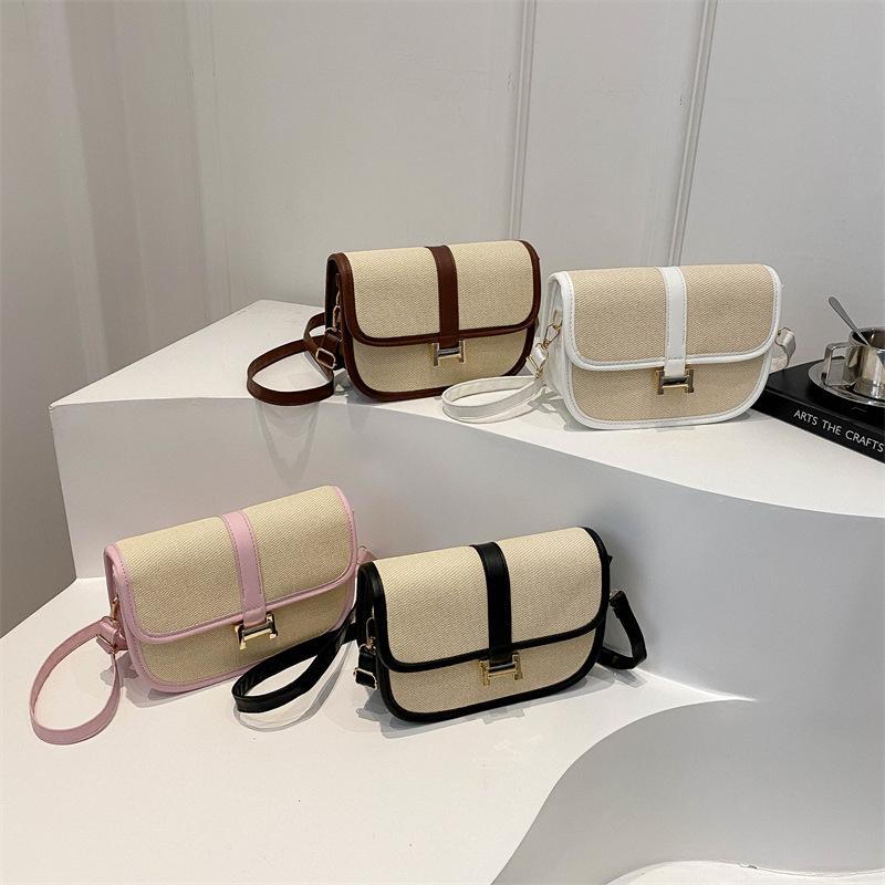 High-value Crossbody Bag Three-dimensional Casual and Fashionable Casual New Style Fashion Color Block Saddle Bag
