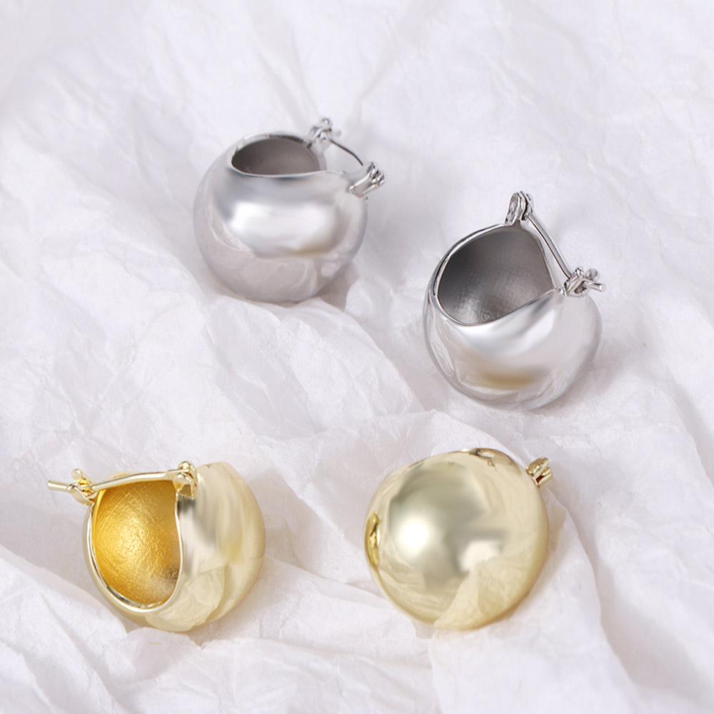 Французские серебристые круглые серьги-кольца в форме шара, U-образные серьги, гвоздики, серьги-кольца