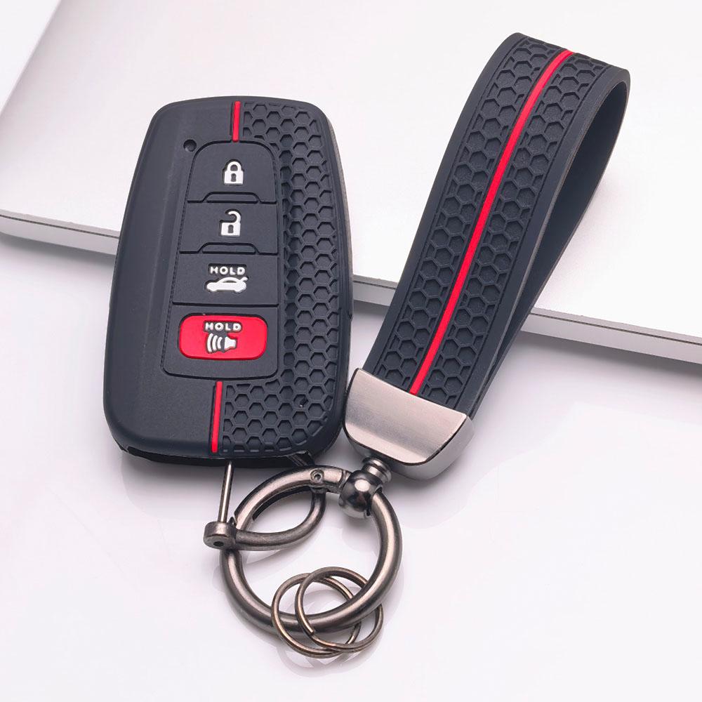 Силиконовый чехол для брелока с соответствующим брелком, совместимый с Toyota Camry RAV4 Highlander Corolla Avalon C-HR, подходит для Toyota Camry RAV4 Corolla Prius