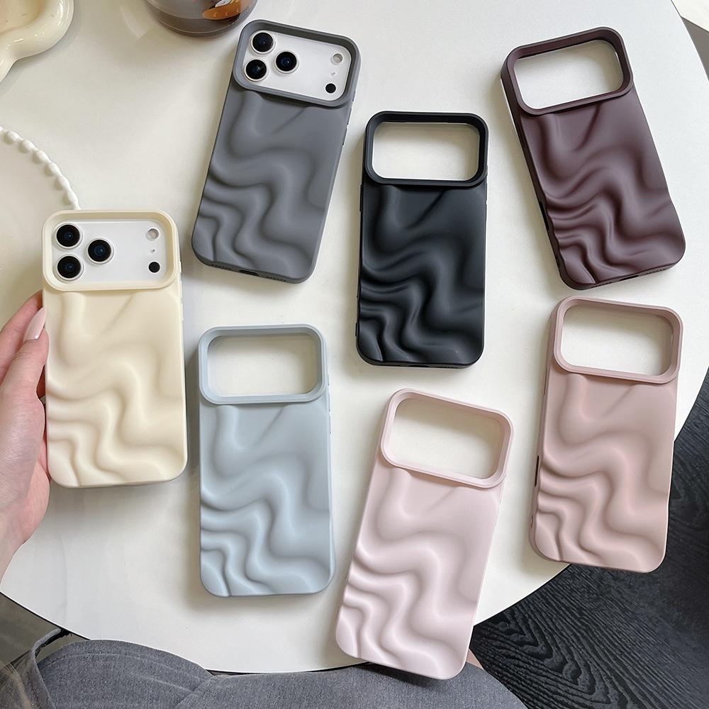 Матовый 3D чехол для телефона с эффектом водной ряби для iPhone 17 16 15 14 13 12 11 Pro Max 17pro, противоударный, из мягкого силикона, задняя крышка