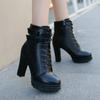 New Autumn/Winter 2024 Belt Buckle Women's Ankle Boots Round Head Side Zipper Thick Heels Boots Fashion Rivet Ladies High Heels