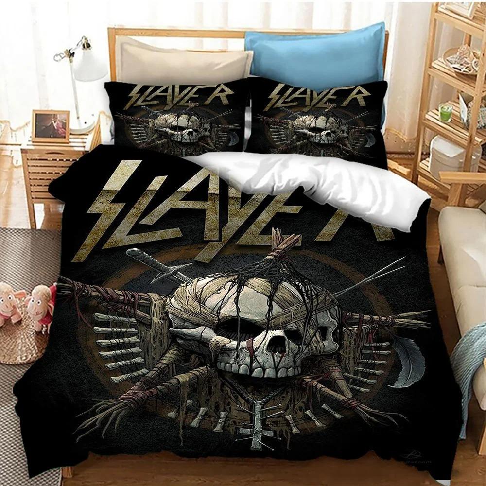 Slayer Heavy Metal Band Music Comforter Bedding Set,Duvet Cover Bed Set Quilt Cover Pillowcase,king Queen Size Bedding Set Kids