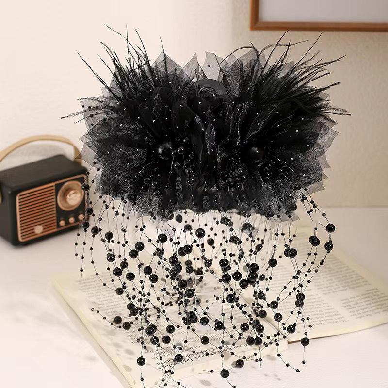 Универсальная заколка для волос с цветком, кисточкой из пайеток, зажим-акула для женщин, девочек, ретро заколка-коготь для волос, элегантные цветочные аксессуары для волос, подарок