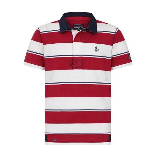 Lazy Jacks Mens Striped Short-Sleeved Rugby Polo Shirt