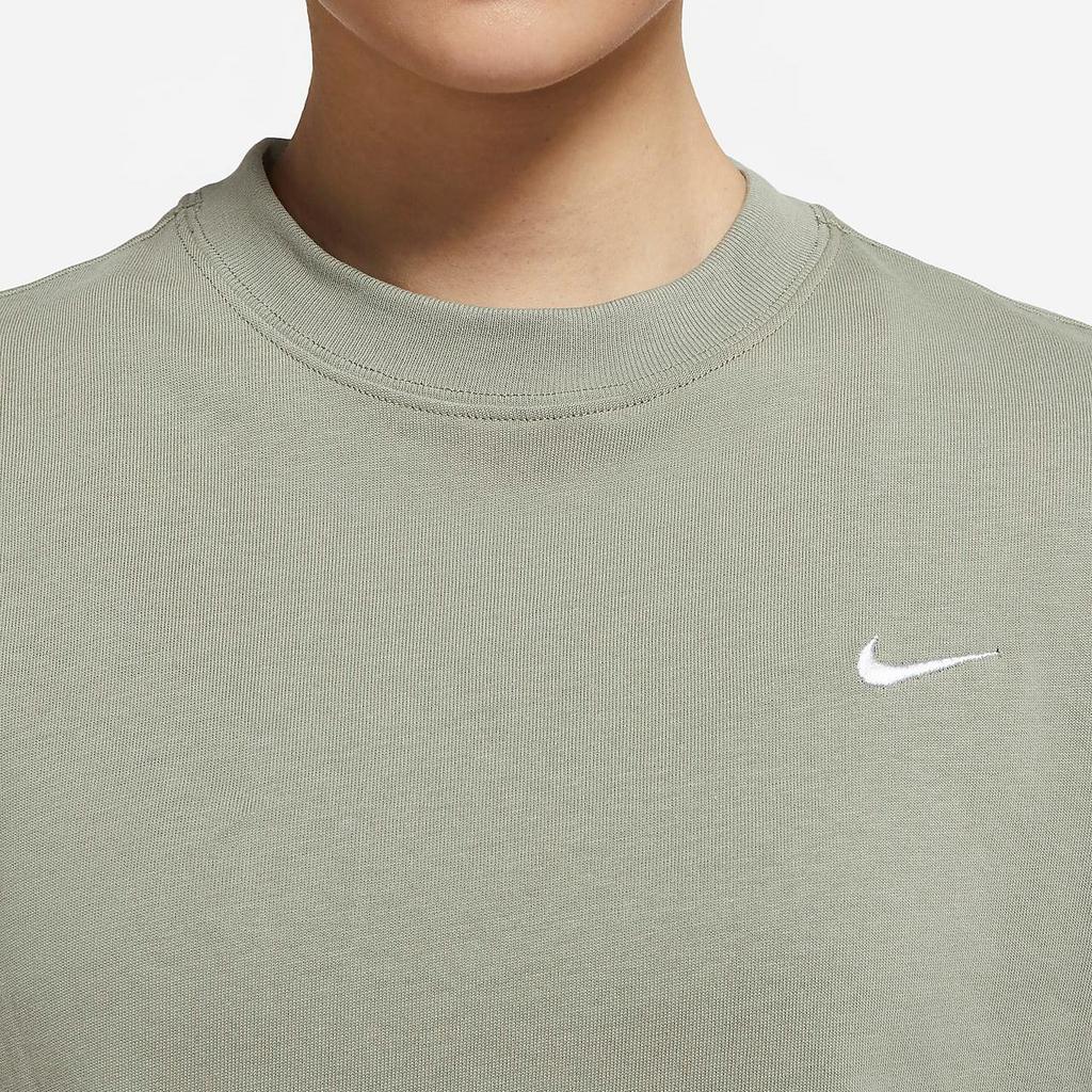 Nike Повседневная однотонная футболка с коротким рукавом и круглым вырезом с логотипом, женские топы светло-армейского зеленого цвета DA0324-320
