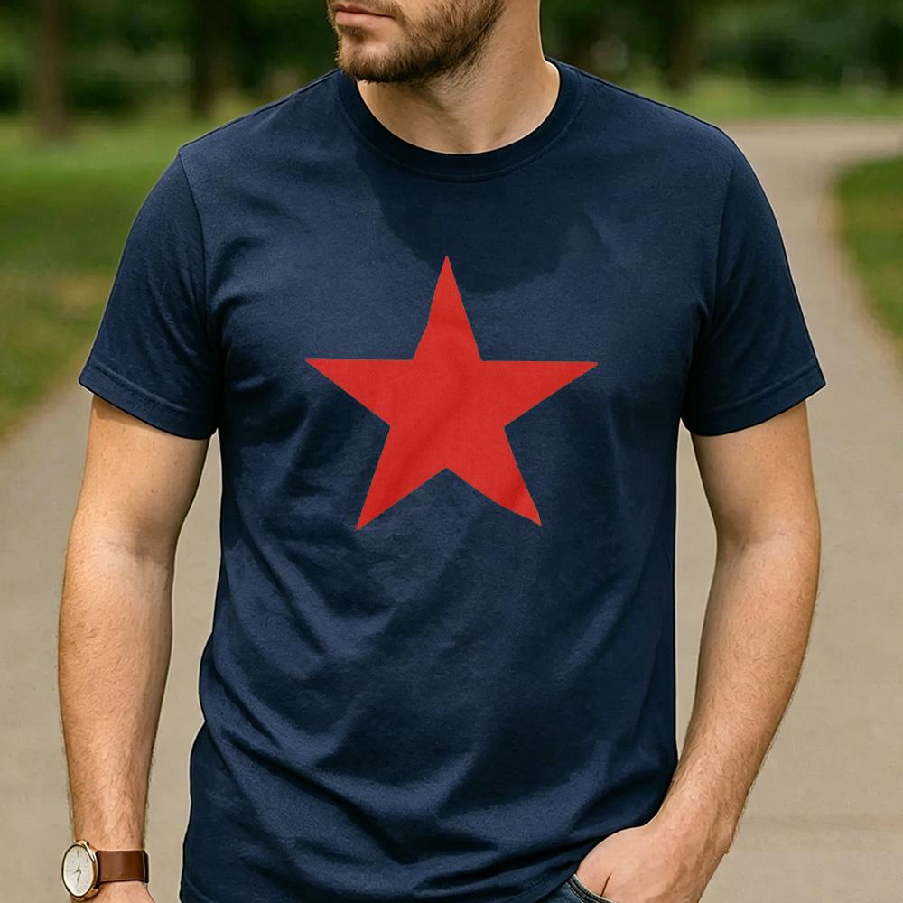 Vintage Red Star Graphic TShirt Unisex 100 Cotton Breathable Short Sleeve Loose Fit Casual Daily Wear Unisex Street Tees