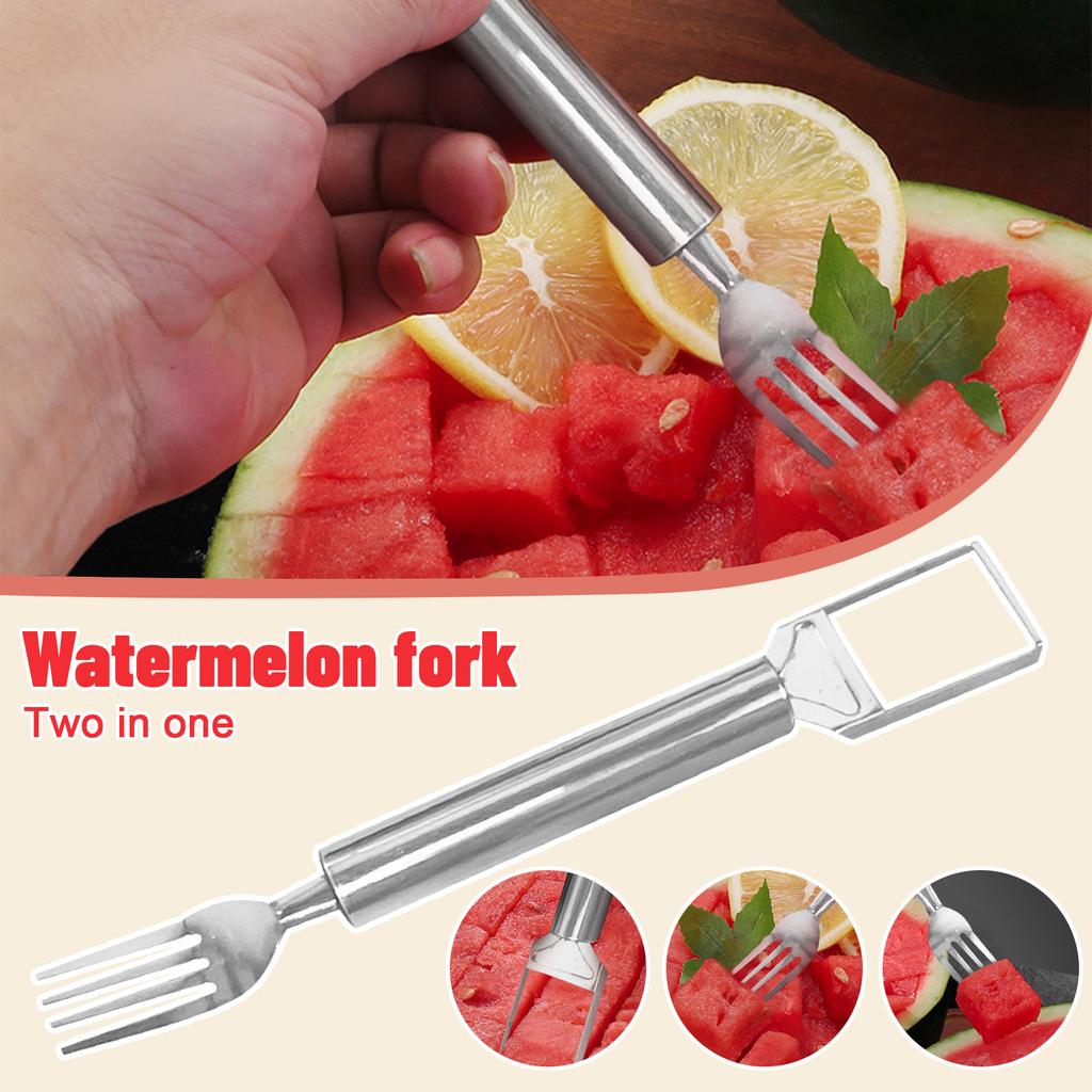 2-in-1 Watermelon Fork Slicers, Watermelon Cutter Summer Fruit Cutting Fork, Head Fruit Forks Knife