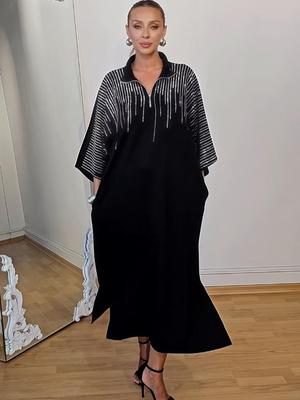 2025 Европейское и Американское Осеннее Платье Женское Свободное с Длинным Рукавом и Принтом