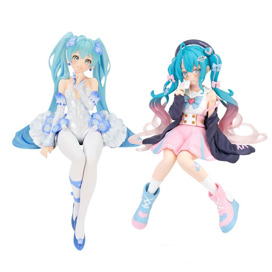 Новые 2 шт. Аниме фигурка Хацунэ Мику Розовый сакура сидячая поза ПВХ Фигурка на шарнирах модель игрушка украшение коллекционные подарки