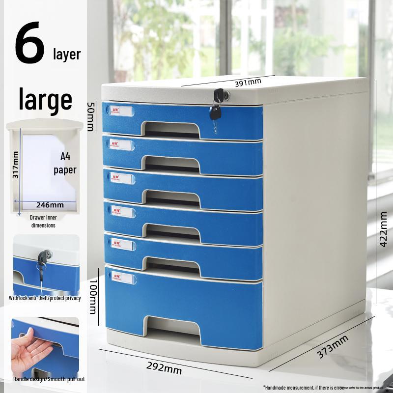 Lockable Multi-Layer A4 File Cabinet Drawer - Plastic Office Storage Box