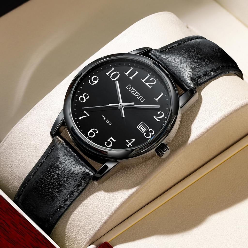 Мужские аналоговые водонепроницаемые часы DIZIZID с кожаным ремешком, простые, популярные, стильные, деловые, классического дизайна, с отображением даты, тонким циферблатом, легко читаемые,