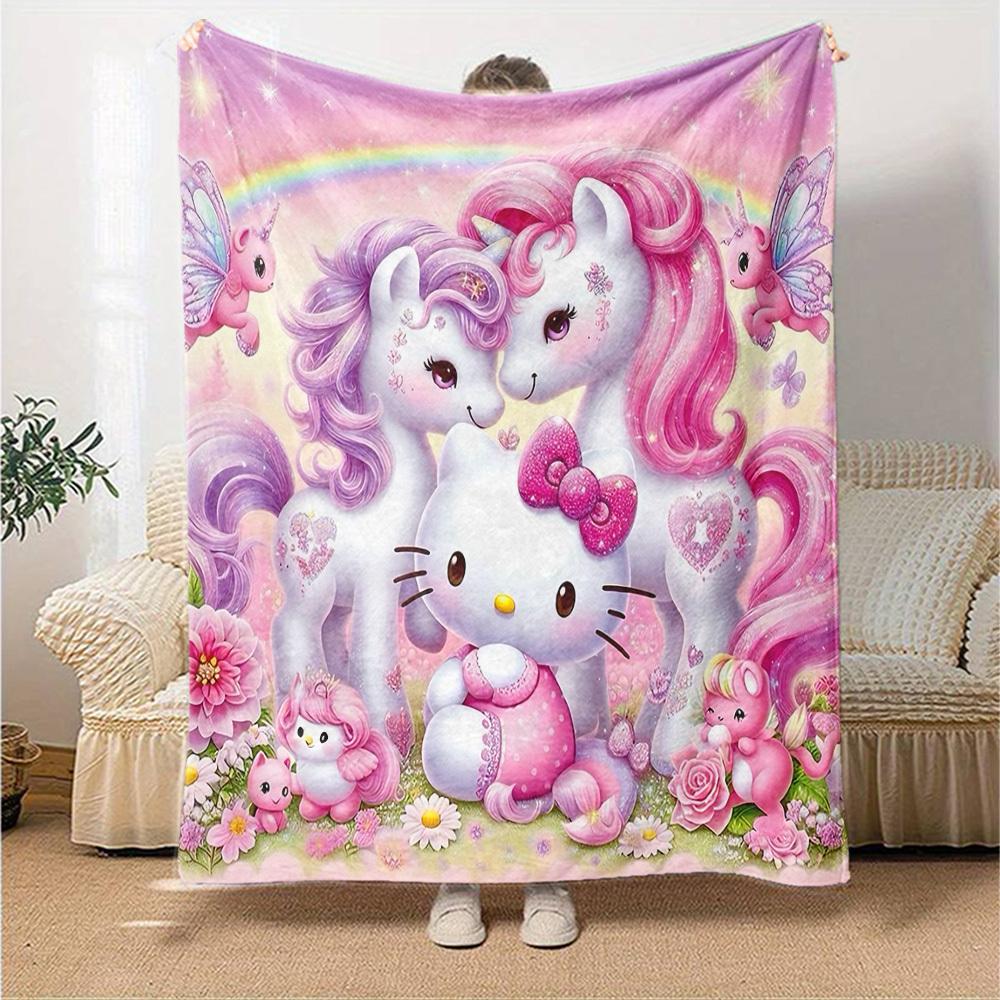 1 шт. Плед Hello Kitty с единорогом Легкий фланелевый плед для дивана, кровати, путешествий, кемпинга, гостиной, офиса, дивана, кресла