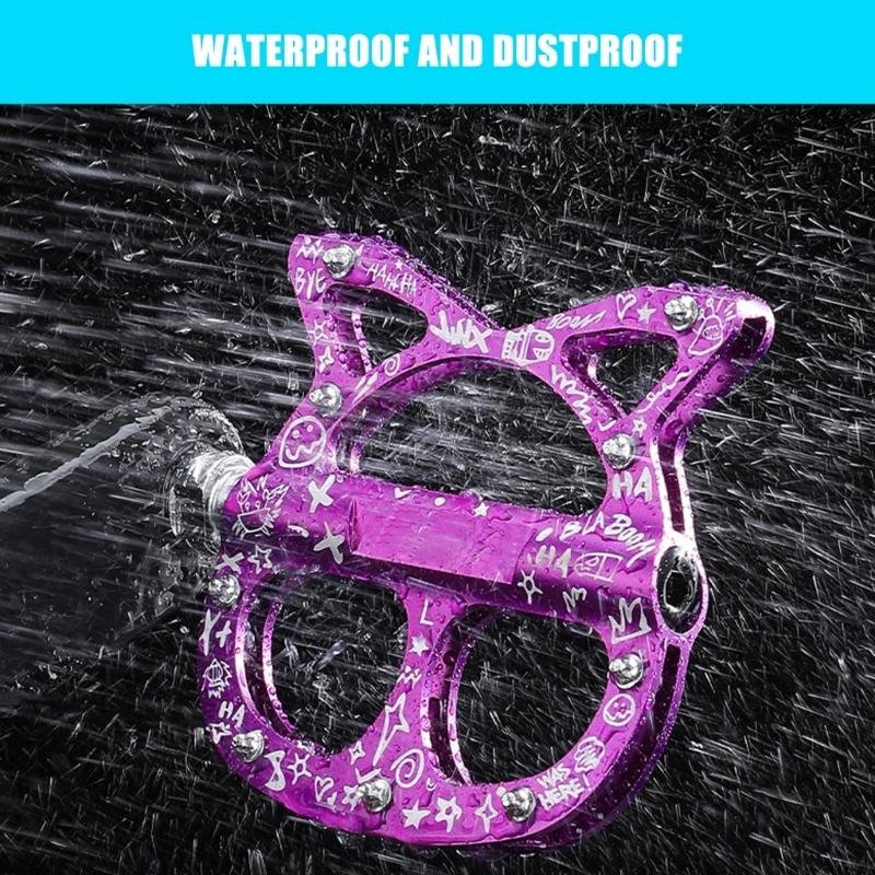 Aluminum Alloy Mountain Bicycles Pedals Cats Shape Cycling Pedals 3 Seal Bearings Nonslip Bike Pedals Easy to Install