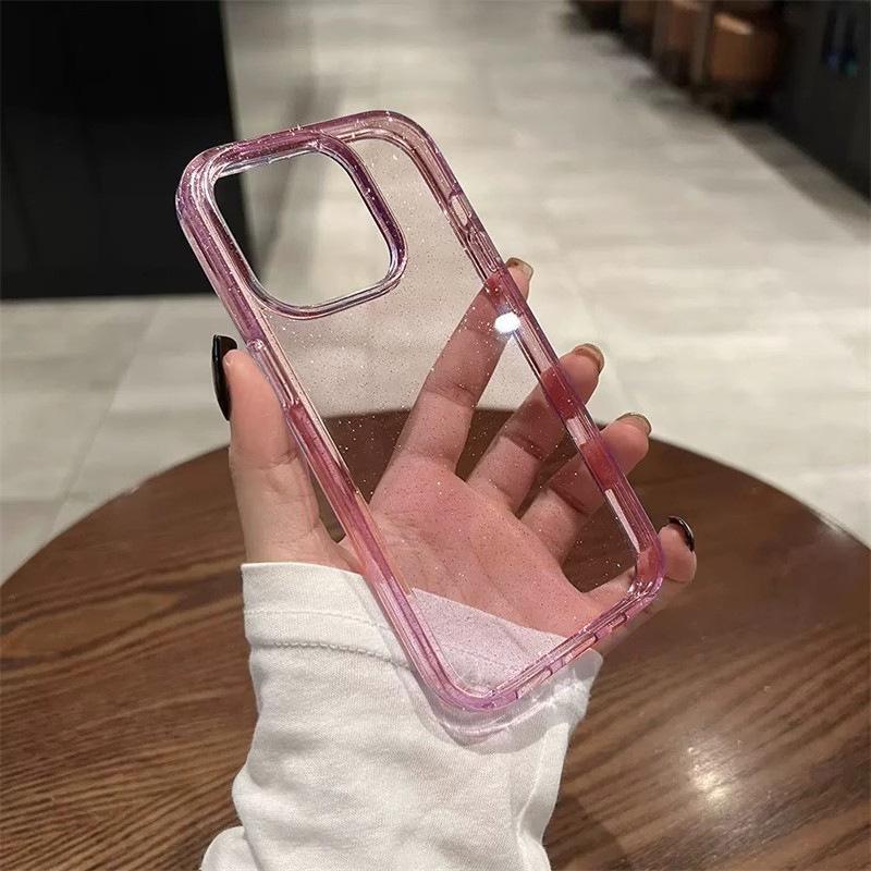 Блестящий прозрачный чехол для Iphone 17 Air 17E 16 16E 15 14 Plus 13 Pro Max 12 11 X Xs Max Xr 8 Se 2022 2020 Милый прозрачный чехол с блестками для телефона Аксессуары
