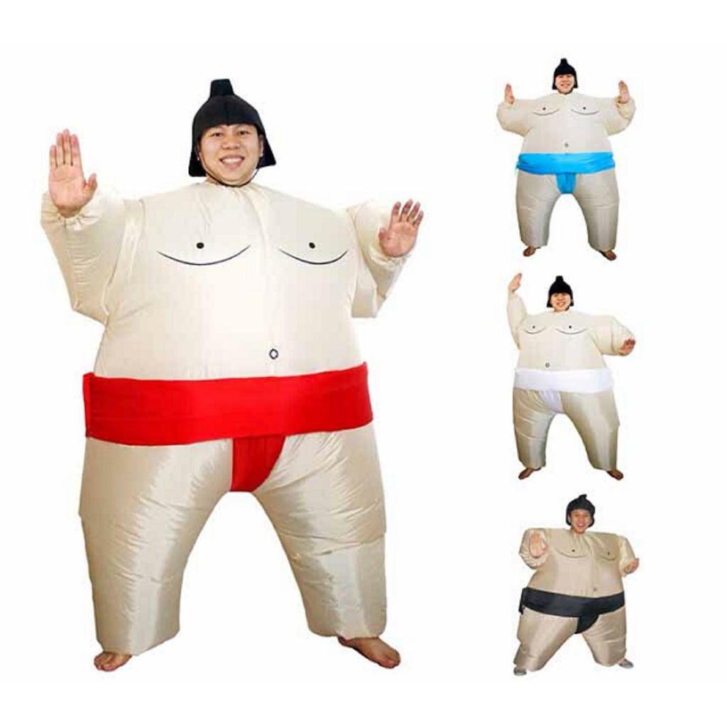 Sumo Costume Wrestler Inflatable Suit Blow Up Party Outfit Cosplay Dress Kid Men