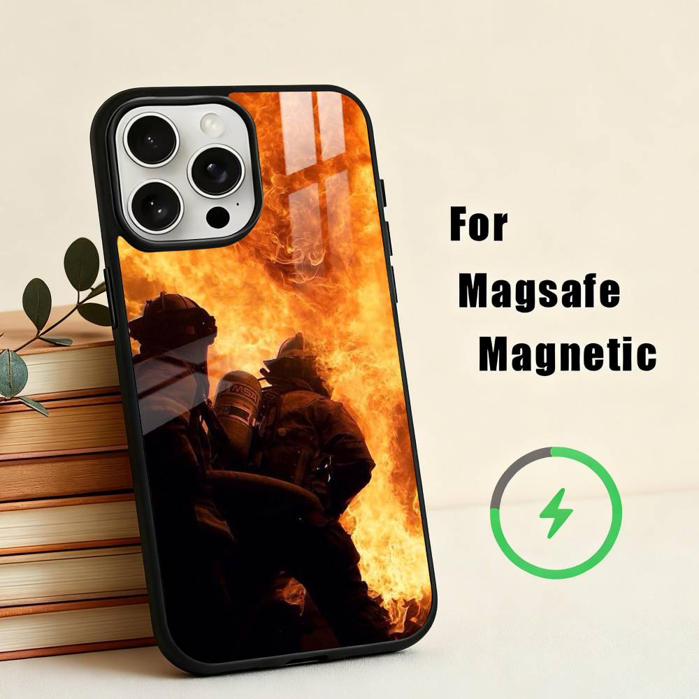 Пожар Пожарный Чехол для Телефона для iPhone 17,16,15,14,13,12,Plus,Pro,Max для Magsafe Магнитная Беспроводная Зарядка