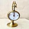 Brass Finish Stand Clock Tabletop Desk Office Home Decor Timepiece Collectible Gift Item