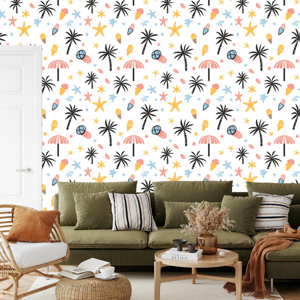 Summer wallpaper white and gray for living room and bedroom 50x1000