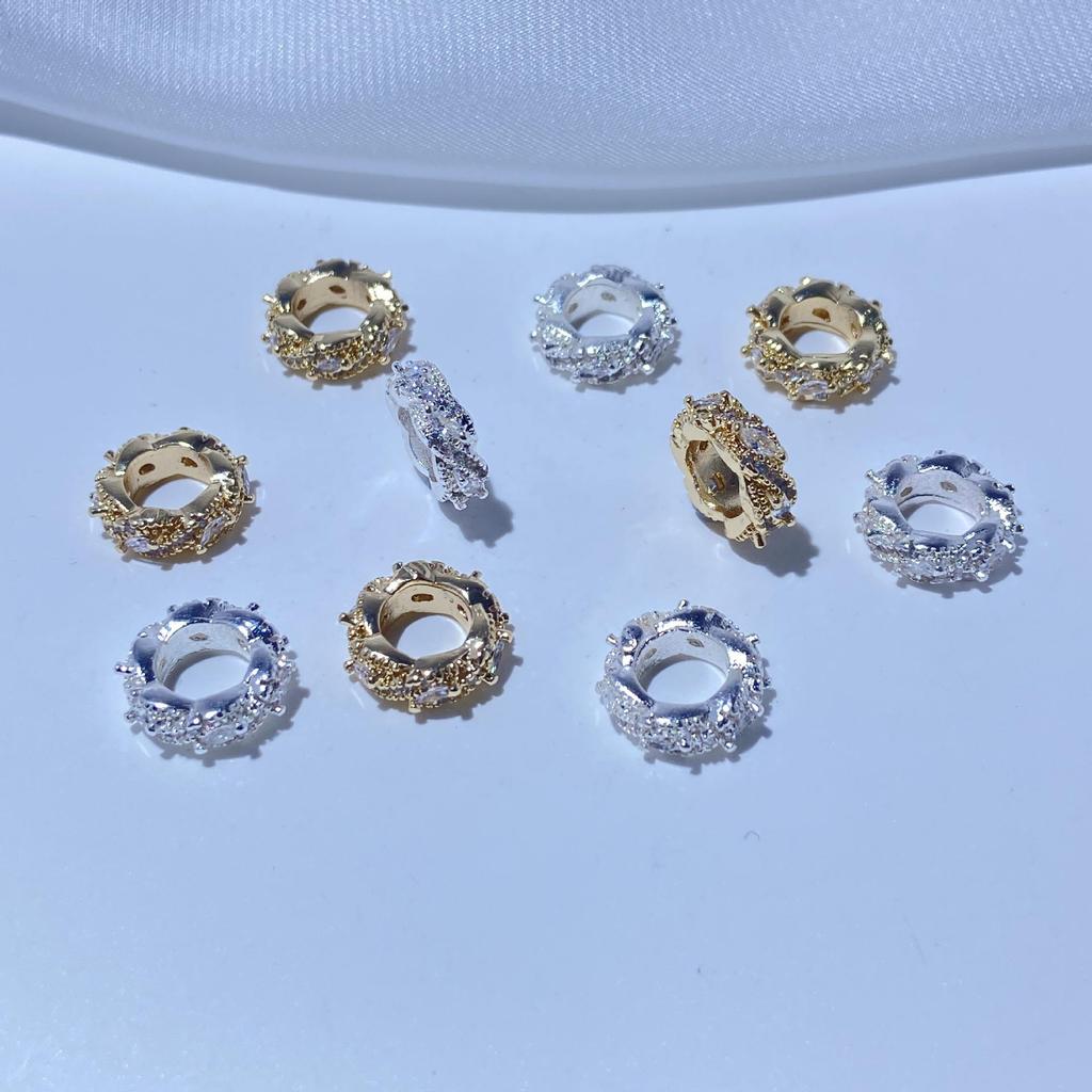 Посеребренные 14K золотом бусины-разделители с цирконами для браслетов и ожерелий ручной работы