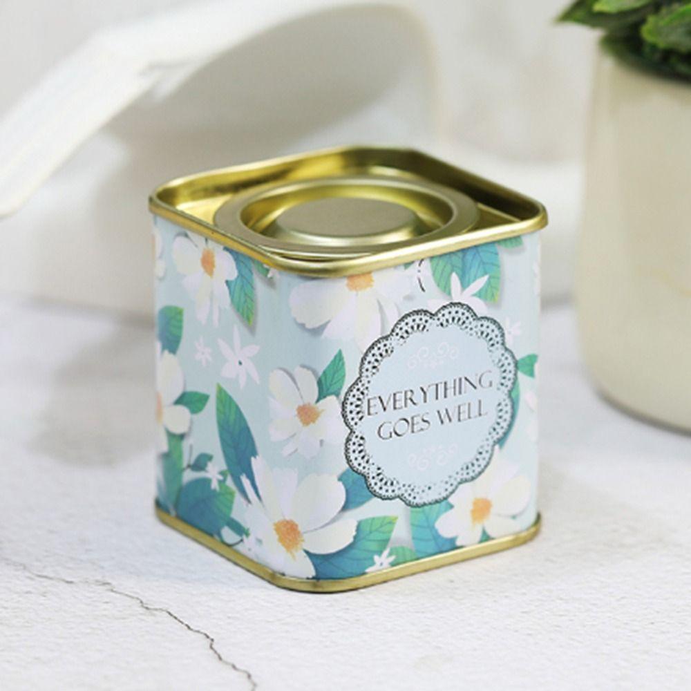 Квадратная жестяная коробка для чая, маленькая металлическая банка для чая, винтажный чай