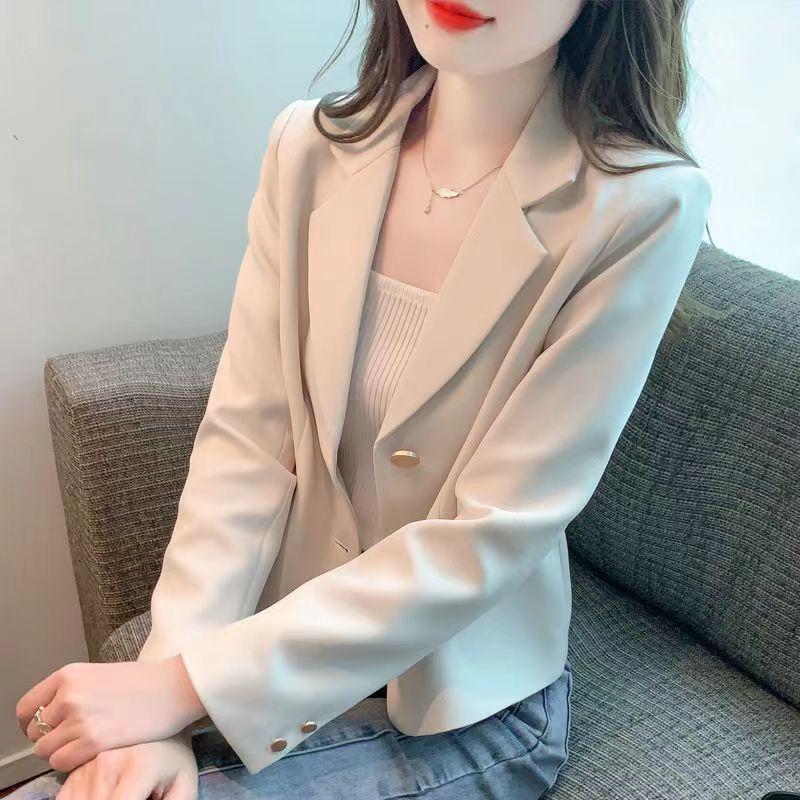 2024 Women's Petite Casual Blazer - Autumn French Style, Slim Fit, Long Sleeve