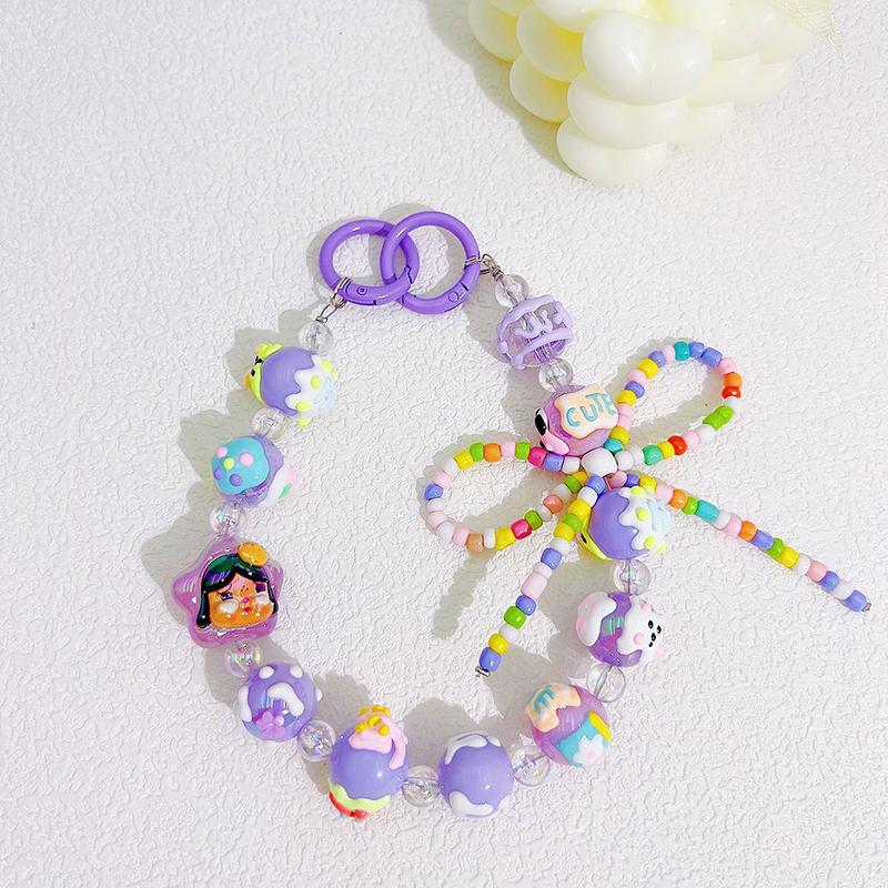 1 шт. милый мультяшный пузырь Mart бант нарисованный вручную бисер мобильный телефон цепочка бисер цепочка сумка автомобильный брелок кулон аксессуар