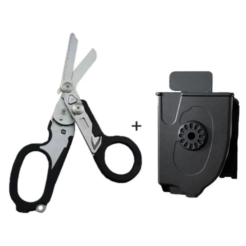 Multifunctional Folding Trauma Scissors Emergency Scissors with Cutter and Glass Breaker for Outdoor Camping Rescue Tools