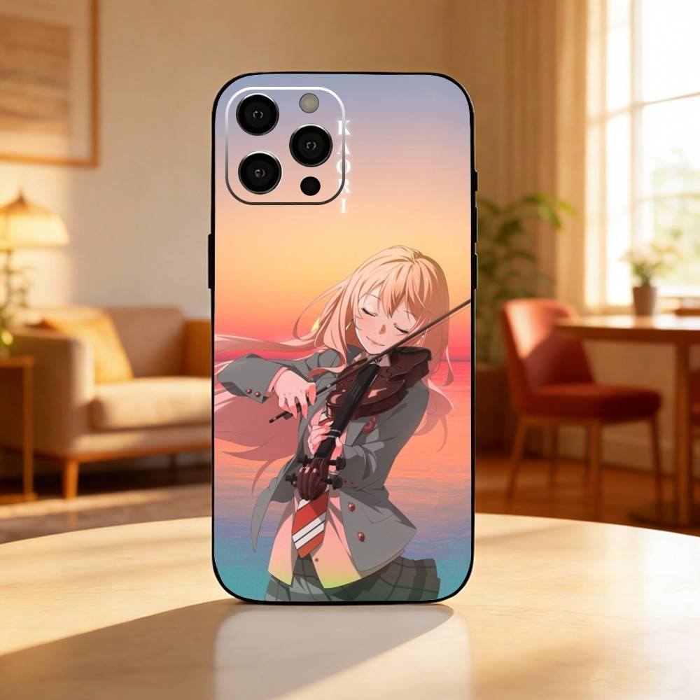 Чехол для телефона Amine Your Lie In A-April для iPhone 17, 16, 15, 14, 13, 12 Plus, Max, Мягкий силиконовый, Черный