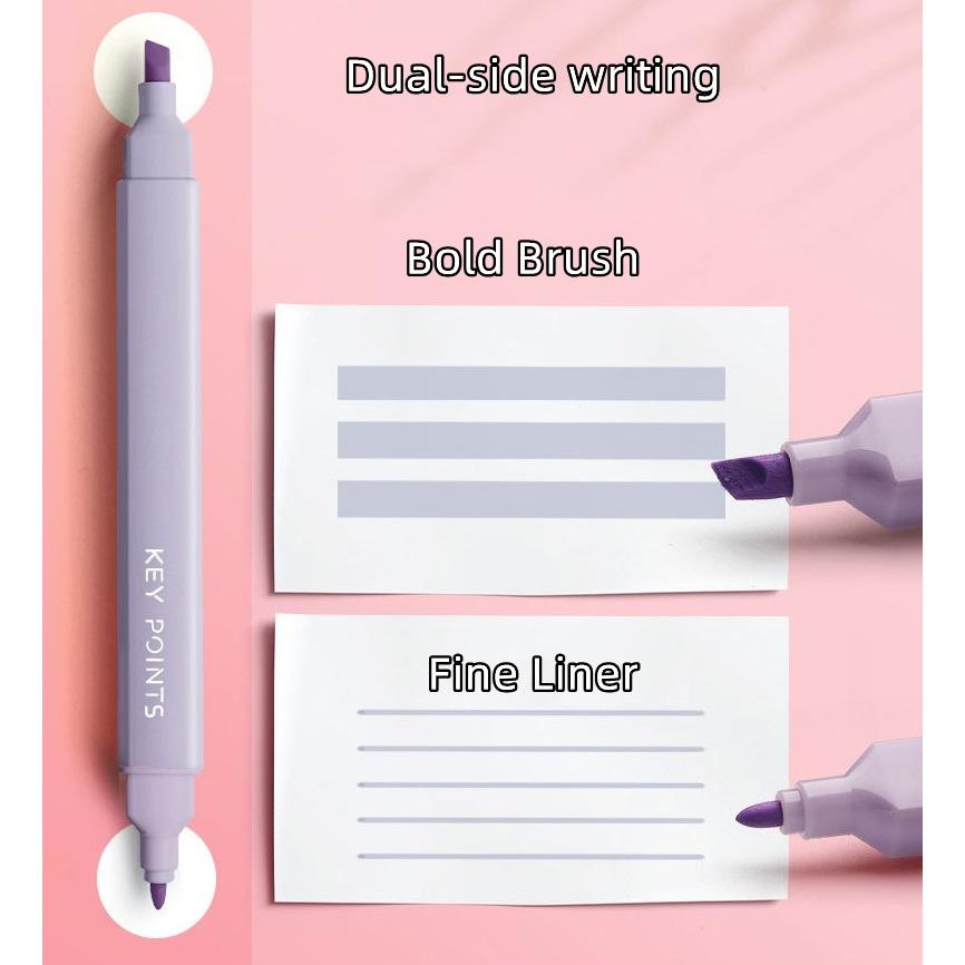 6 шт., набор ручек-хайлайтеров мягкого цвета, двусторонняя жирная кисть, тонкий маркер для рисования, офисная школа