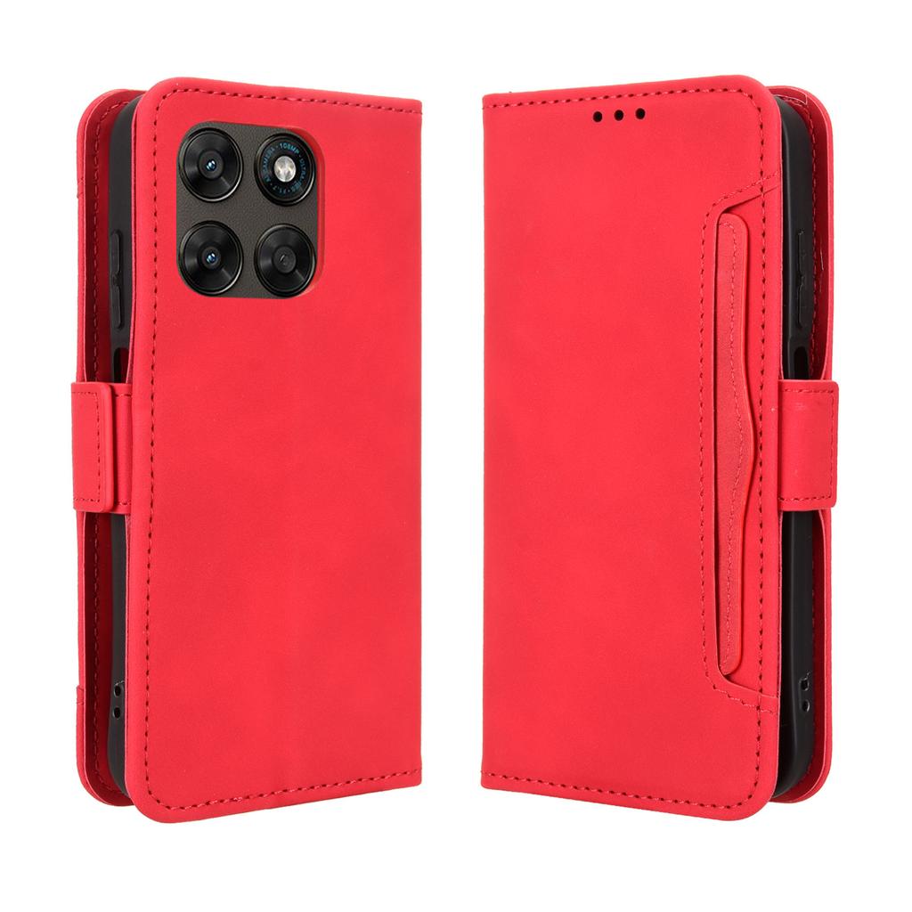 Wallet Case for Moto G67 5G - Leather/PU, Red, With Card Holder