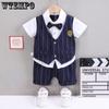 Детский комплект из 2 предметов, детский летний комплект с галстуком-бабочкой в ​​джентльменском стиле, жилет из двух предметов, жилет-поло, шорты с короткими рукавами, комплект