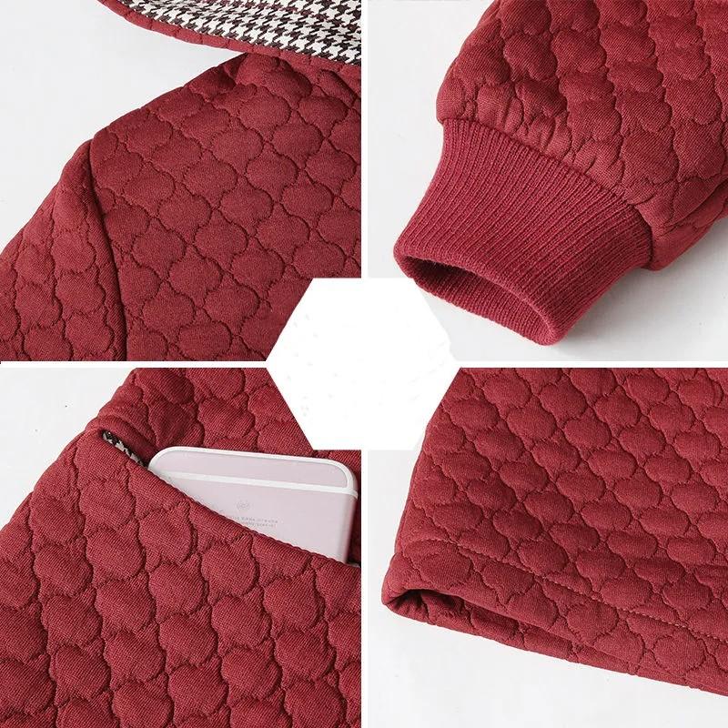 Women's Spring Short Hooded Jacket, Middle Aged and Elderly, Solid Color Style, Slim Fit Jacket