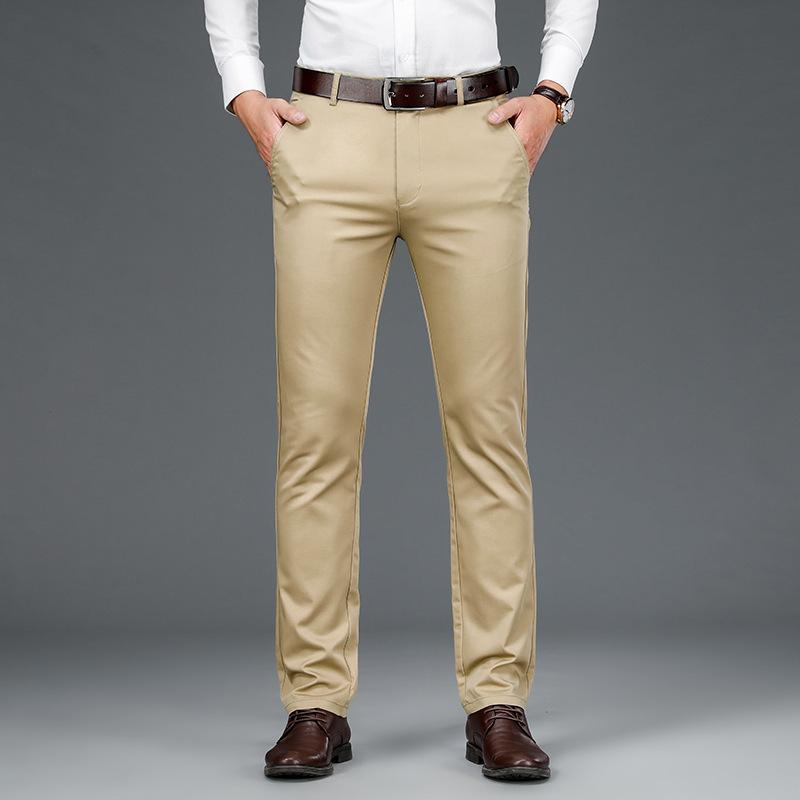 Весенние и летние тонкие мужские брюки business casual средней посадки модные свободные прямые брюки для среднего возраста