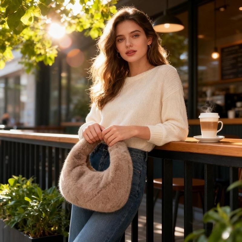 Плюшевая сумка-клатч высокого класса на цепочке - Большая вместимость и универсальная для поездок на работу