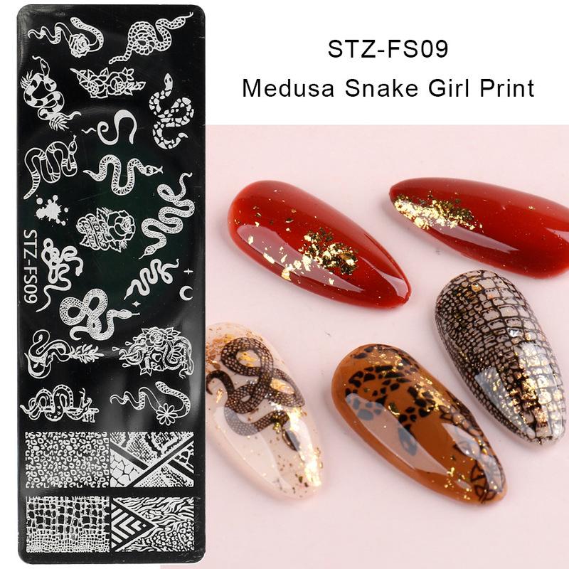 1 Pc Snake Nail Art Stamping Plates Wild Animal Prints Leopard Tiger Skins Nail Stencils Flower Lace Stamping Templates