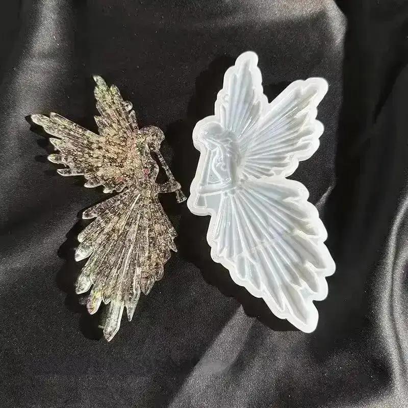 Crystal Drop Glue DIY Angel Mold Handmade Creative Symmetrical Left And Right Blowing Flute Wings Fairy Mirror Silicone Mold