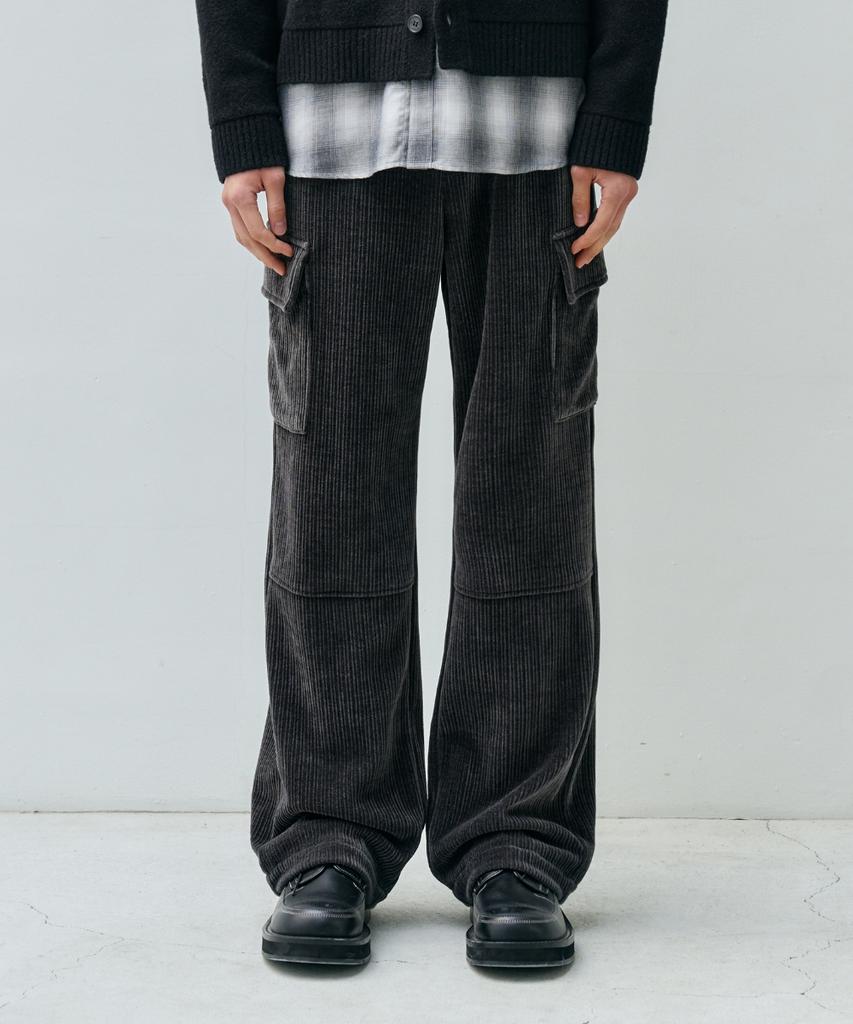 MINAV Cargo Velvet Corduroy Pants [Charcoal]