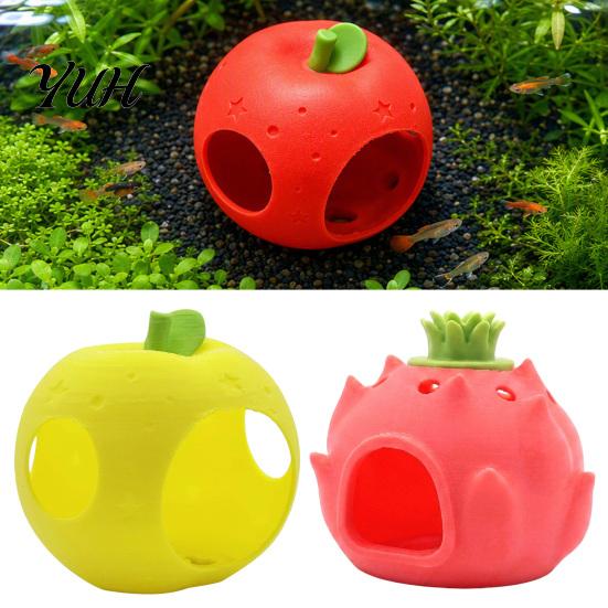 Fish Tank Cave Decorations Fruit Aquarium Hide Cave, Apple Pitaya Hideout, 3D Realistic Ornament Printed Decorative for Betta And Shrimp Non-Toxic