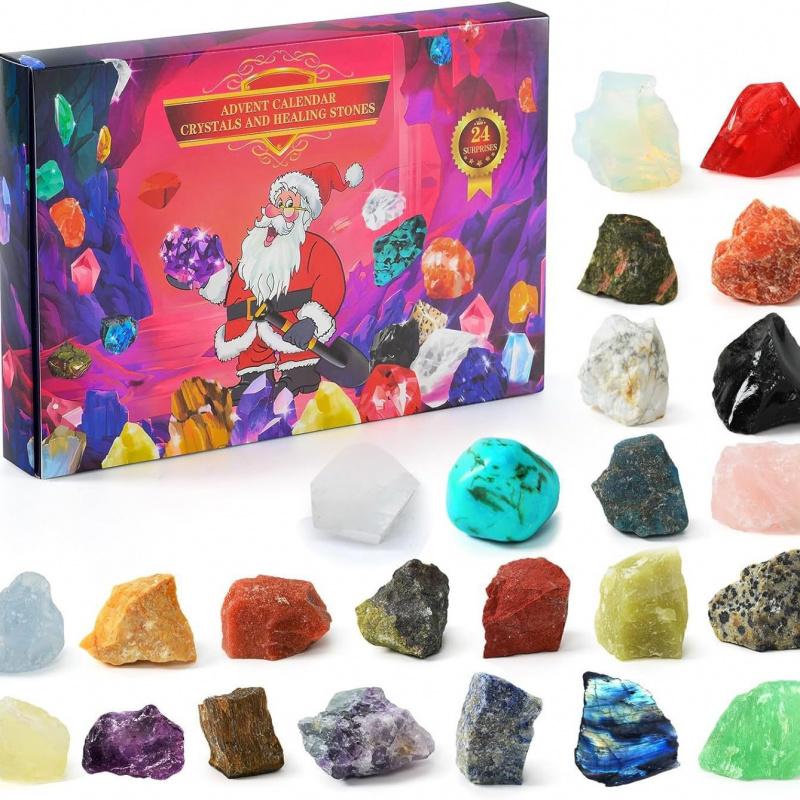 Christmas Mineral Stone Blind Box, Kids Mystery Rock Digging Exploration Kit, Natural Gemstone Art Ornament Desktop Decor