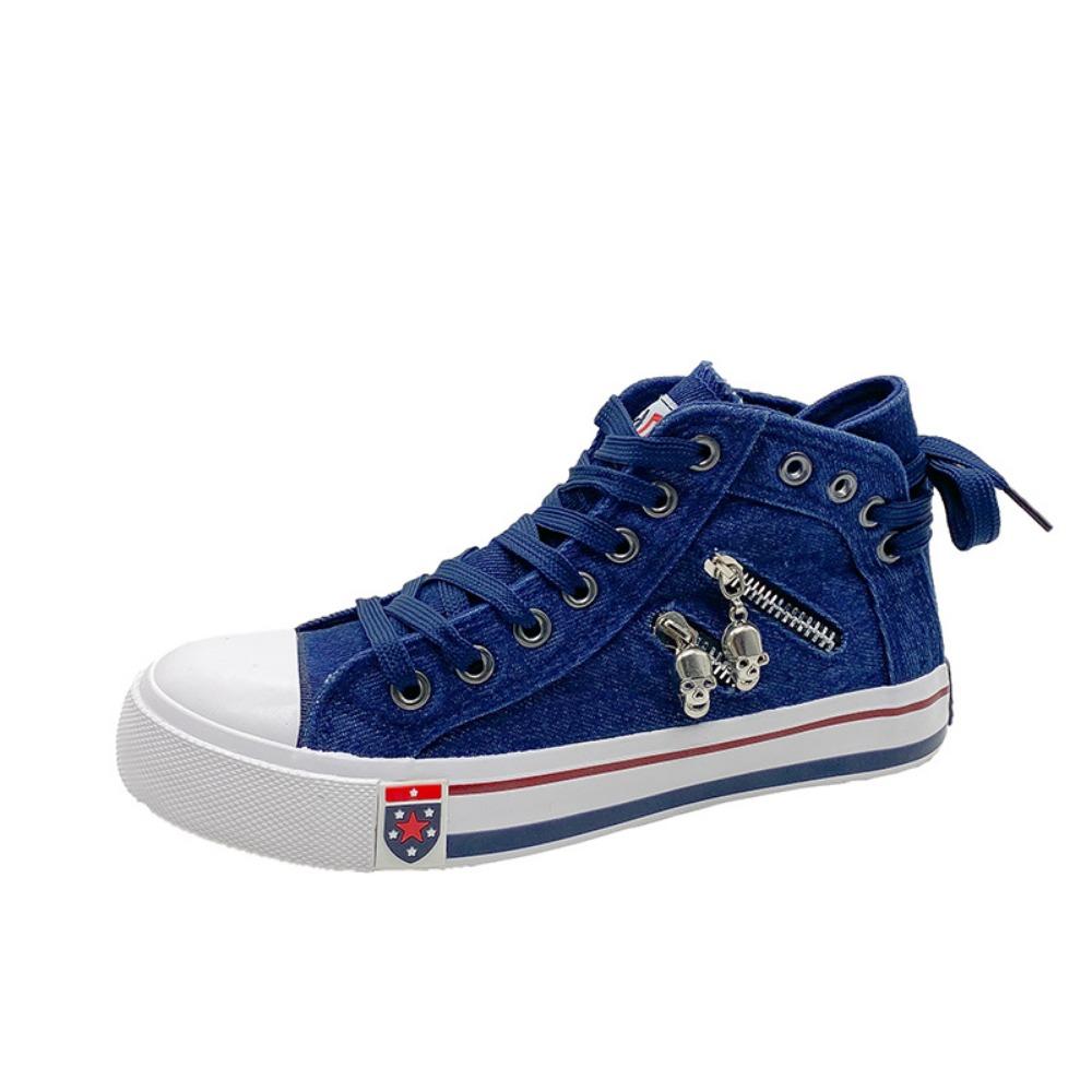 Высокие джинсовые туфли из парусины Женская повседневная обувь Ретро-туфли для сёрфинга больших размеров