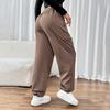 Женские повседневные однотонные спортивные штаны с карманами и эластичной завязкой