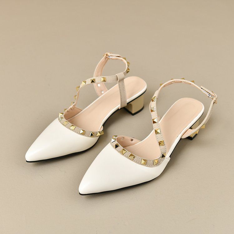 Лето 2025 Новые Французские Туфли-лодочки с Острым Носком на Профессиональном Высоком Каблуке Модные Сандалии на Среднем Каблуке с Носком Нишевая Мода